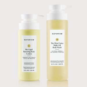 Naturium Glow Body Care Set Bio-Lipid Restoring Lotion & The Glow Getter Multi-Oil Body Wash Fragrance Free Deep Nourishing Duo